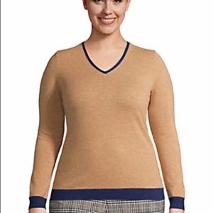 Lands' End: Plus Size Cashmere V-neck Sweater Large